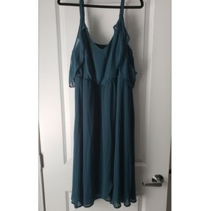 NWT - Dark Teal Torrid Chiffon Cold Shoulder Dress